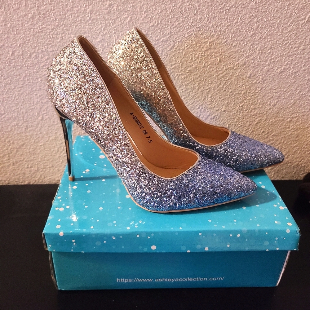 Glittery two tone heels